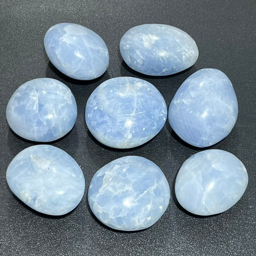 Blue Calcite Large Freeform Palm Stones (2-3 Inches)