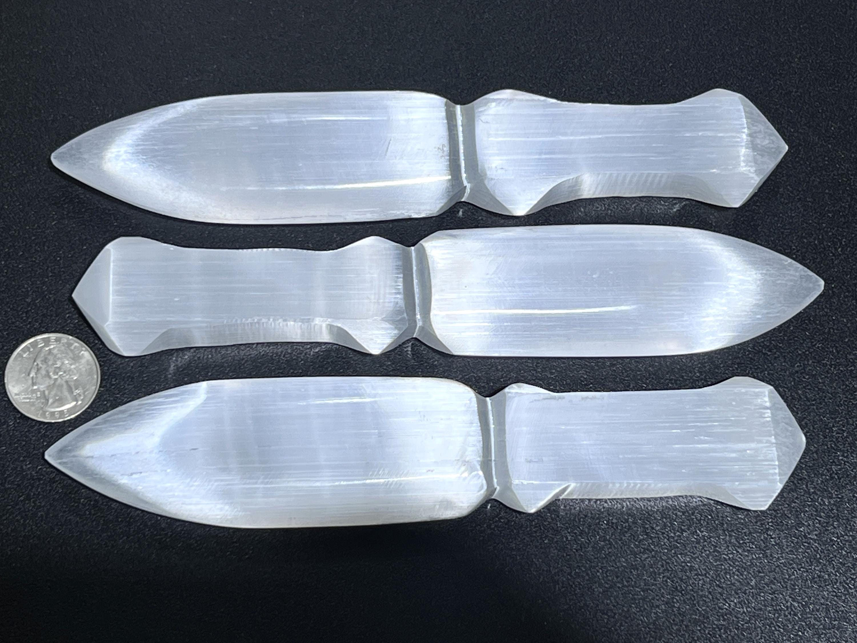 Selenite Crystal Point Decorative Knife Dagger Carving