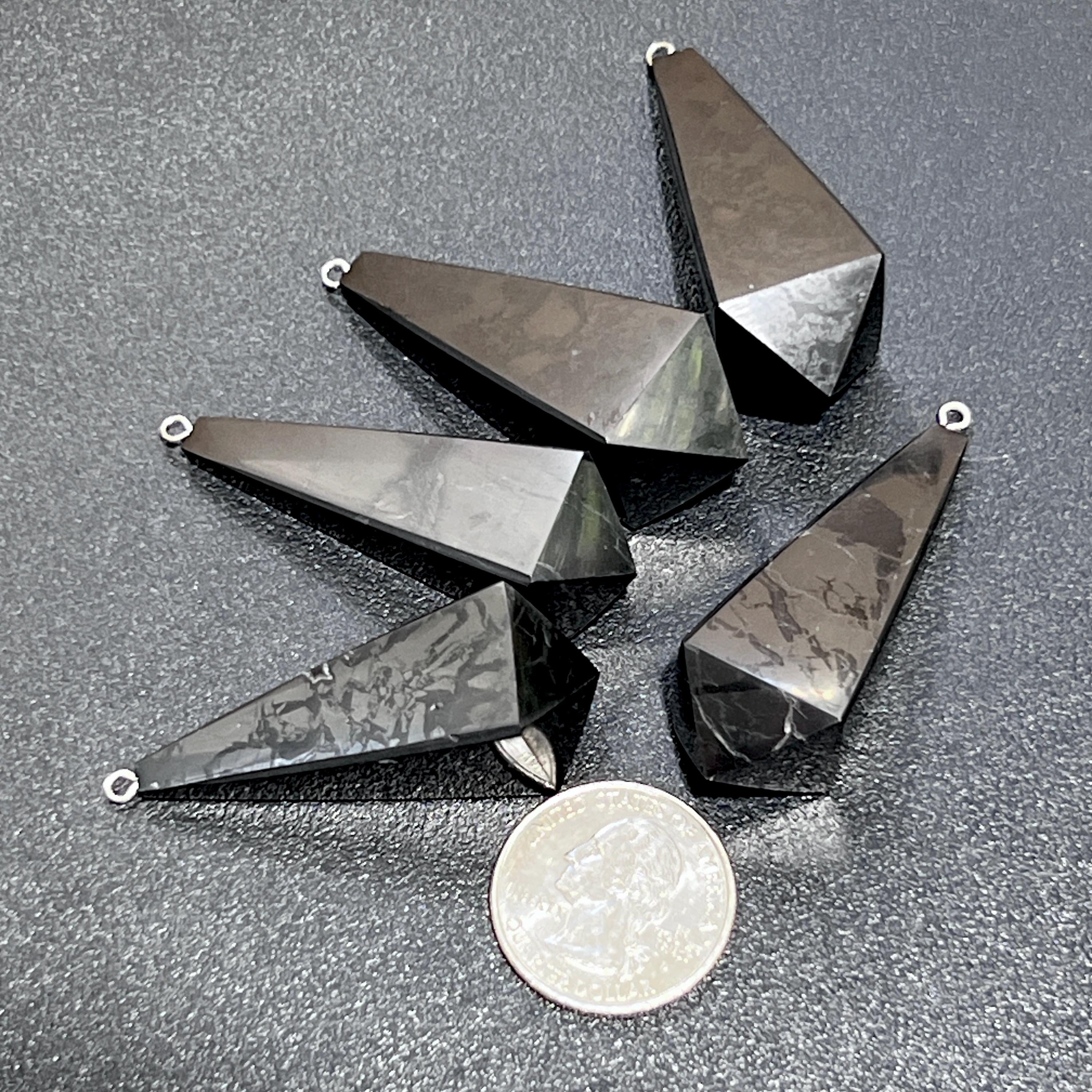 Black Shungite Pendulum Crystal Point Pendant