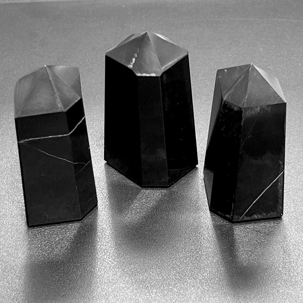 Black Obsidian Volcanic Glass Point Tower Statue