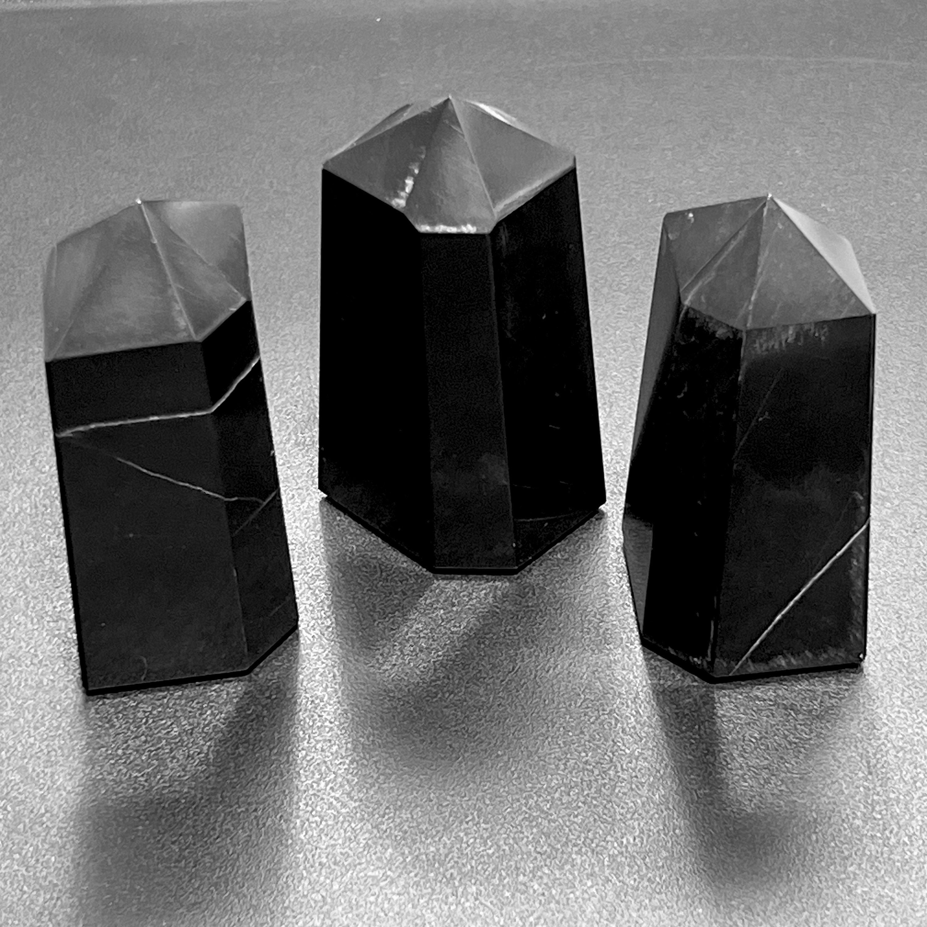 Black Obsidian Volcanic Glass Point Tower Statue