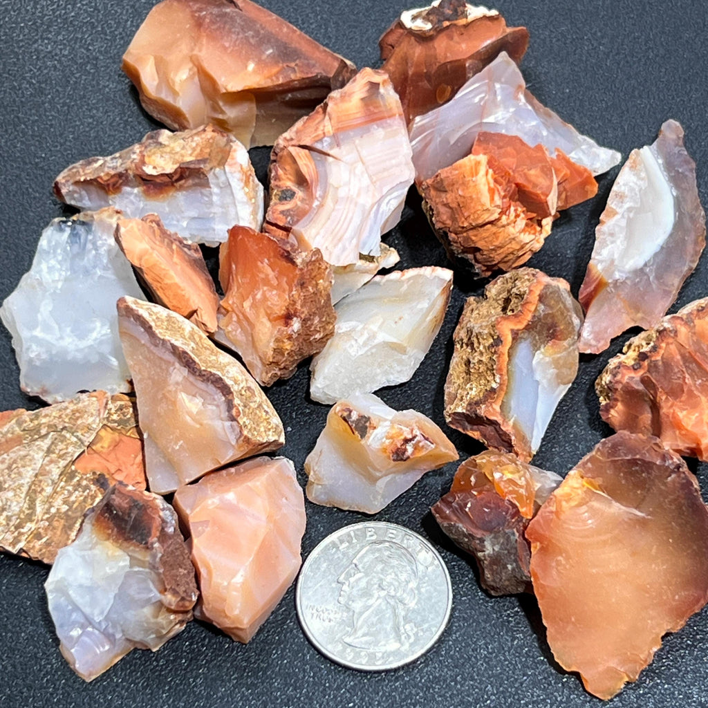 Red White Mixed Carnelian Agate Crystal Rough Raw Stones