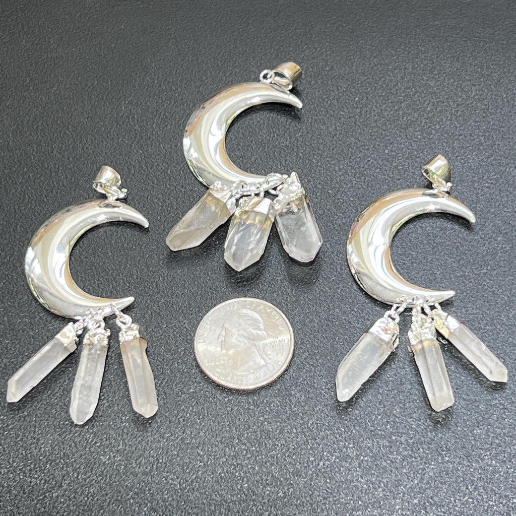 Quartz Crystal Crescent Moon Pendant