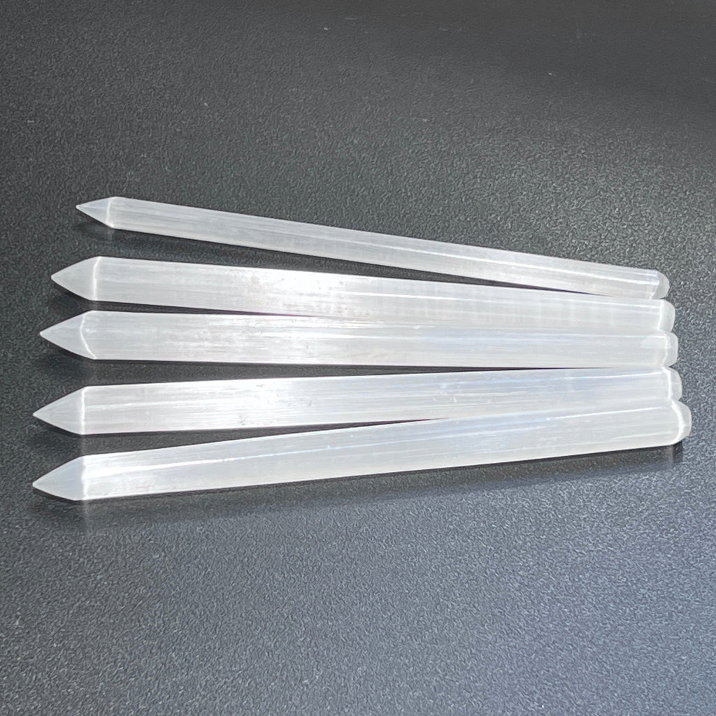 Selenite Crystal Wand Point Thin Pencil Shaped