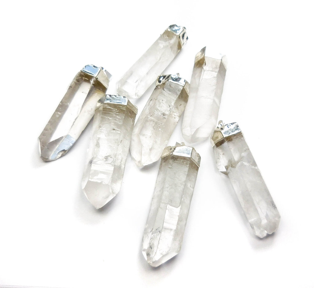 Large Quartz Crystal Point Pendant (Silver Plated)