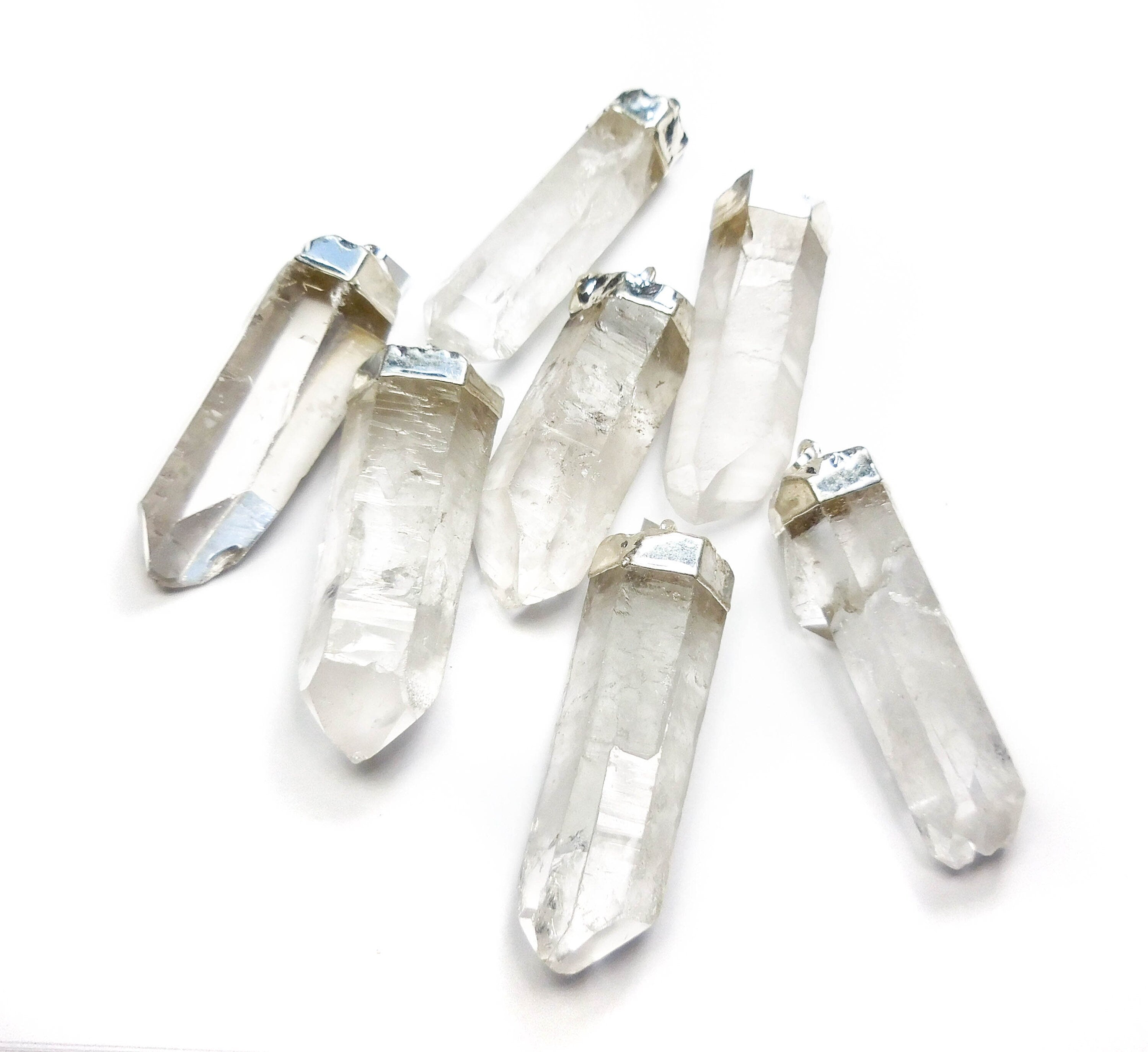 Large Quartz Crystal Point Pendant (Silver Plated)