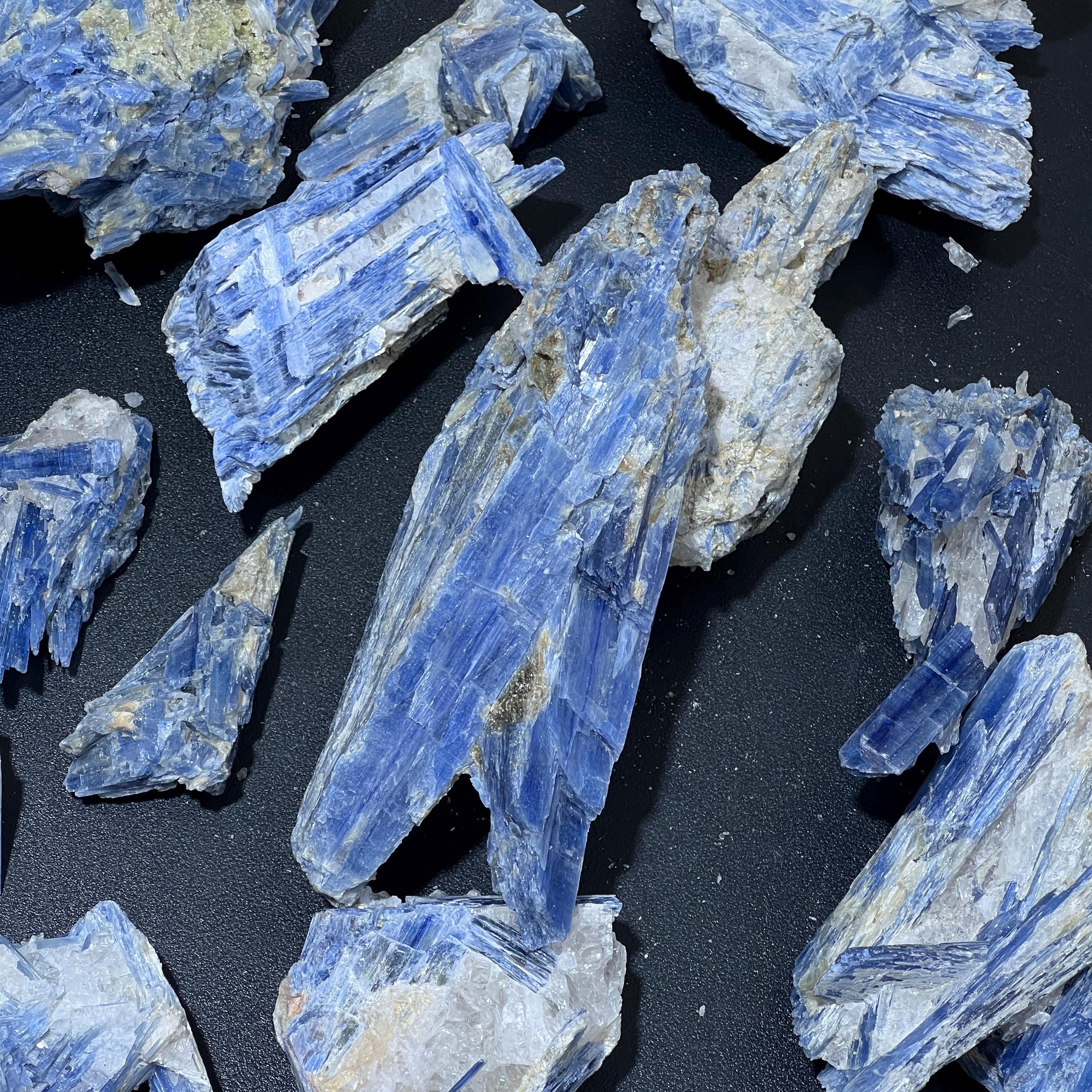 Blue Kyanite Large Crystal Raw Clusters In Matrix