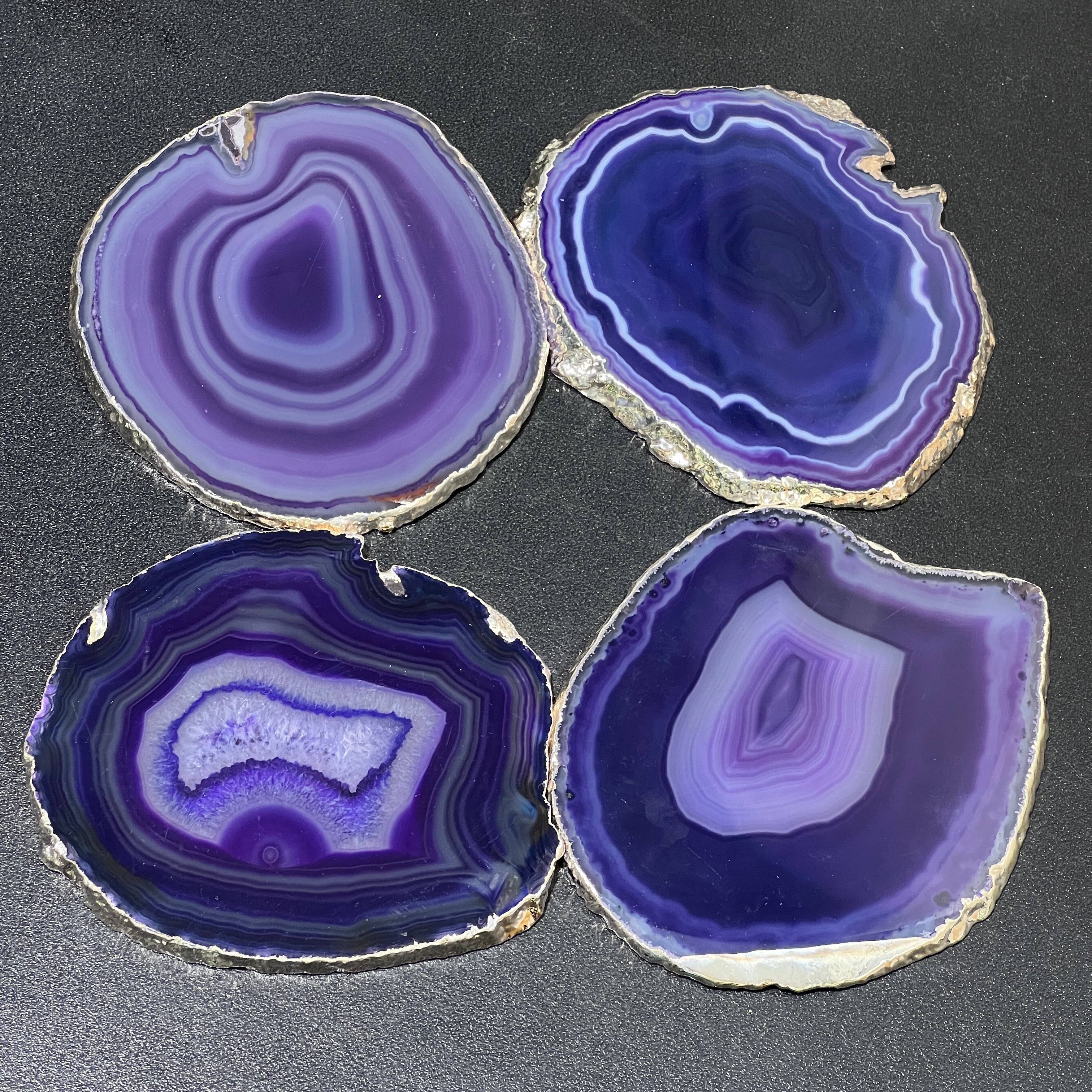 Agate Slice Coaster (Silver Plated, 4-5 Inches)