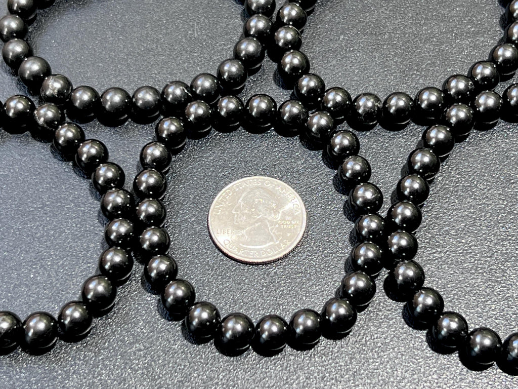 Black Shungite Bead Stretch Bracelet (8mm Beads)