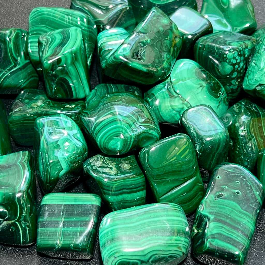 Malachite Tumbled/Polished Natural Gemstones (3 stones)