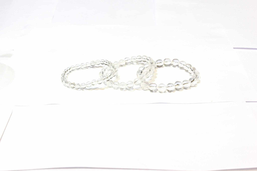 Clear Quartz Round Bead Bracelet - Amplifies Intent