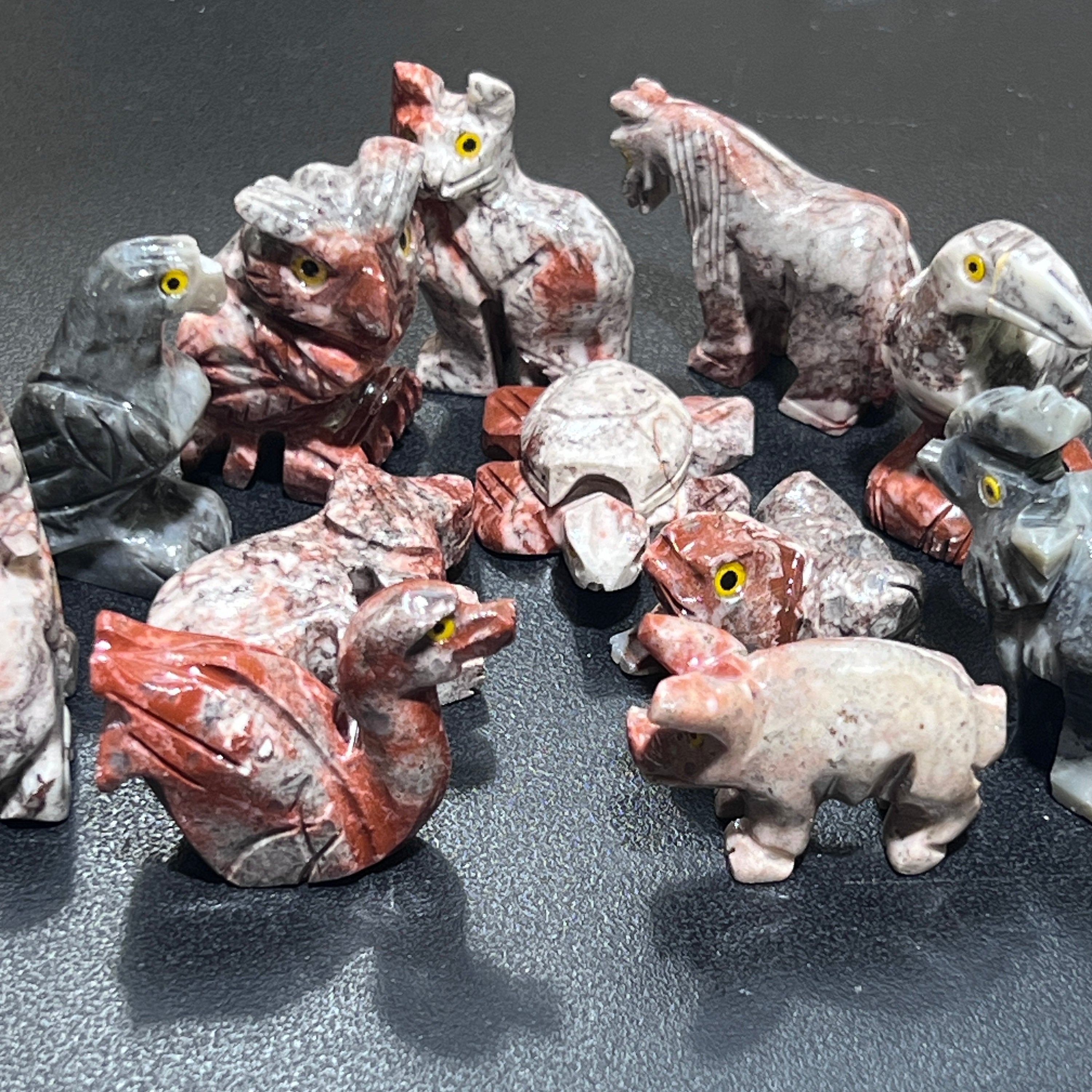 Small Soapstone Animals Miniature Carvings (Packs of 10)