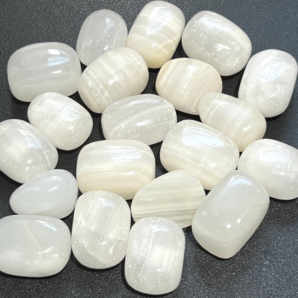 White Banded Calcite Tumbled Stones