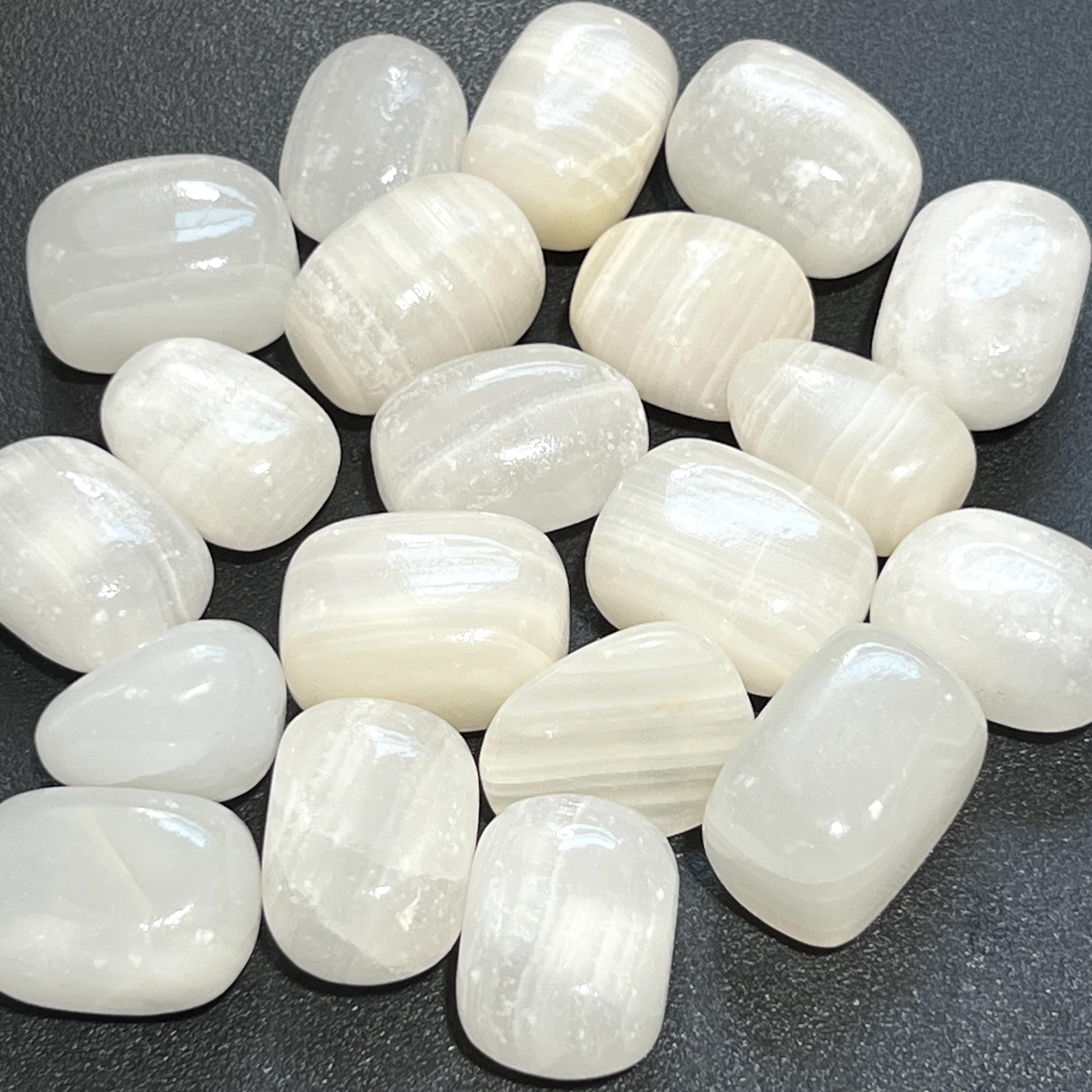 White Banded Calcite Tumbled Stones