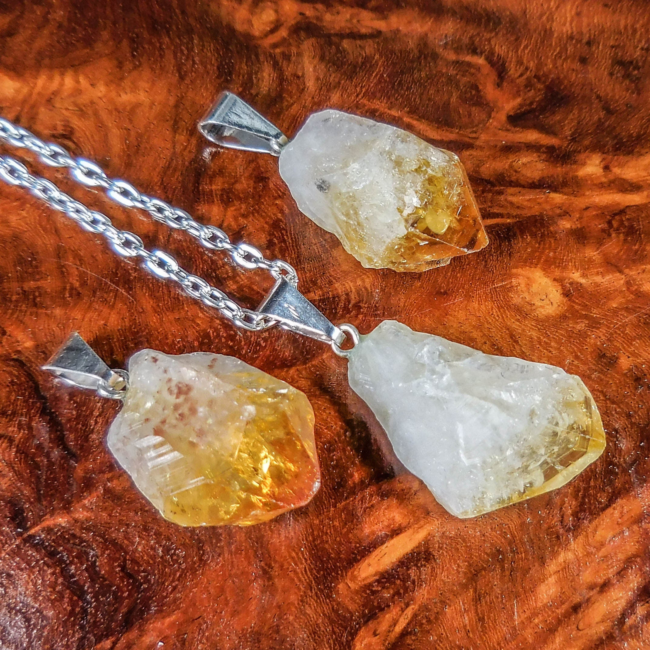 Raw Citrine Crystal Point Pendant