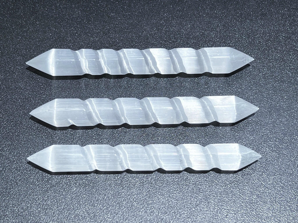 Selenite Crystal Spiral Wand Double Terminated Point