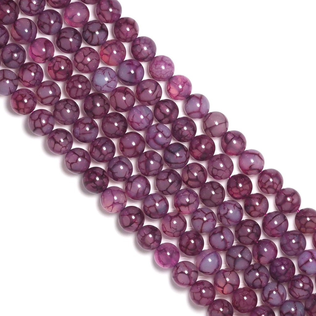 Natural Red Dragon Vein Agate Round Smooth Beads, Sku#U1766