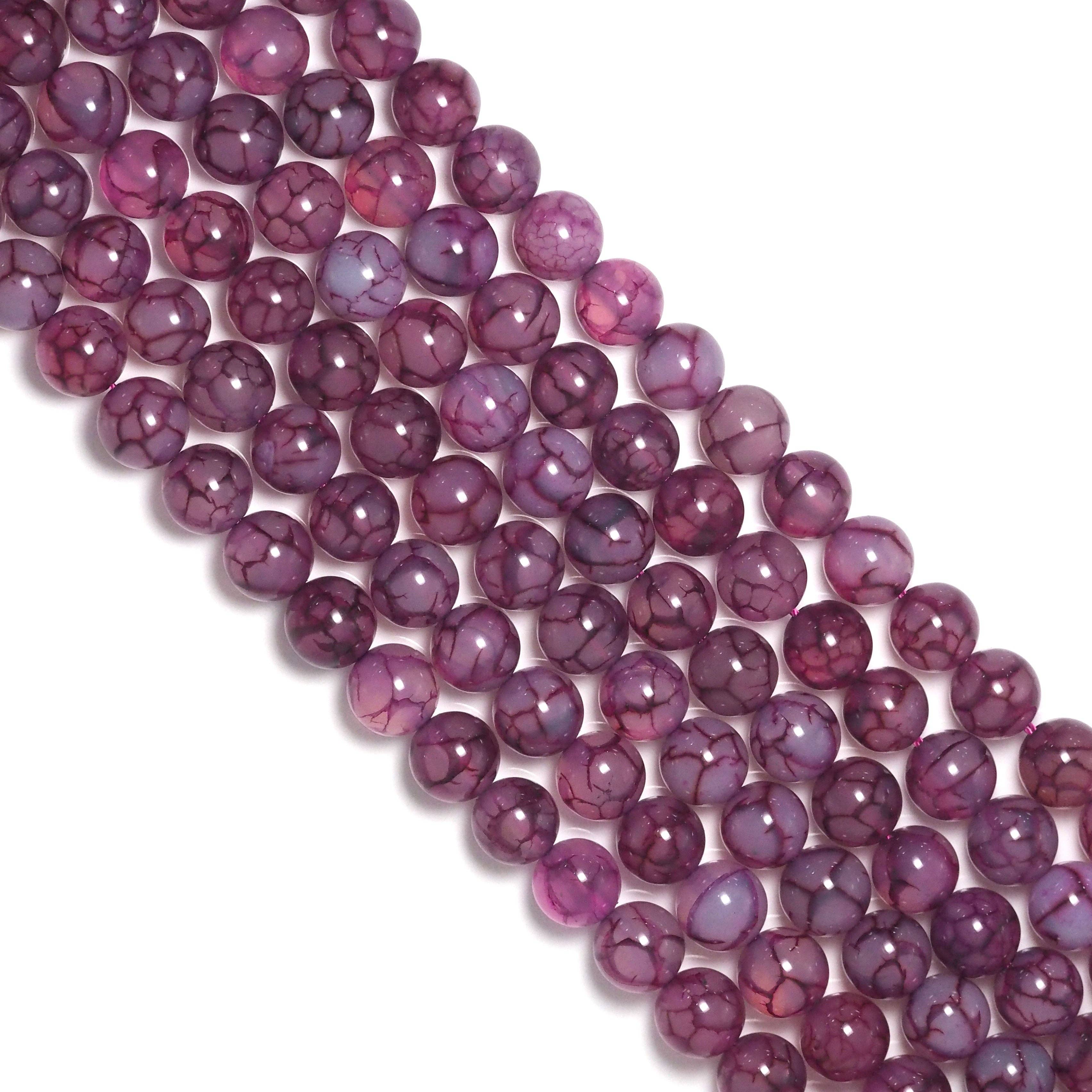 Natural Red Dragon Vein Agate Round Smooth Beads, Sku#U1766