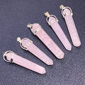 Pink Rose Quartz Crystal Point Pendant (Silver Plated)