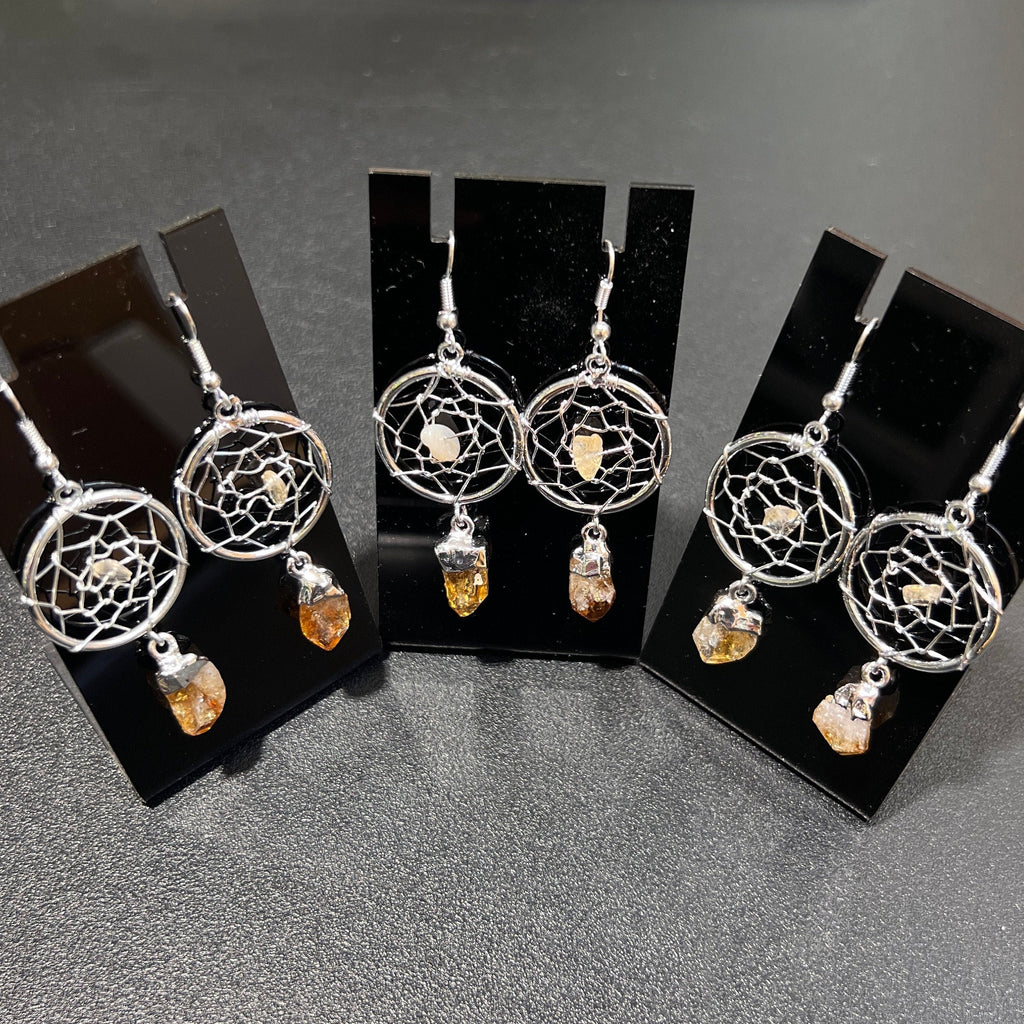 Citrine Crystal DreamCatcher Earrings Pair