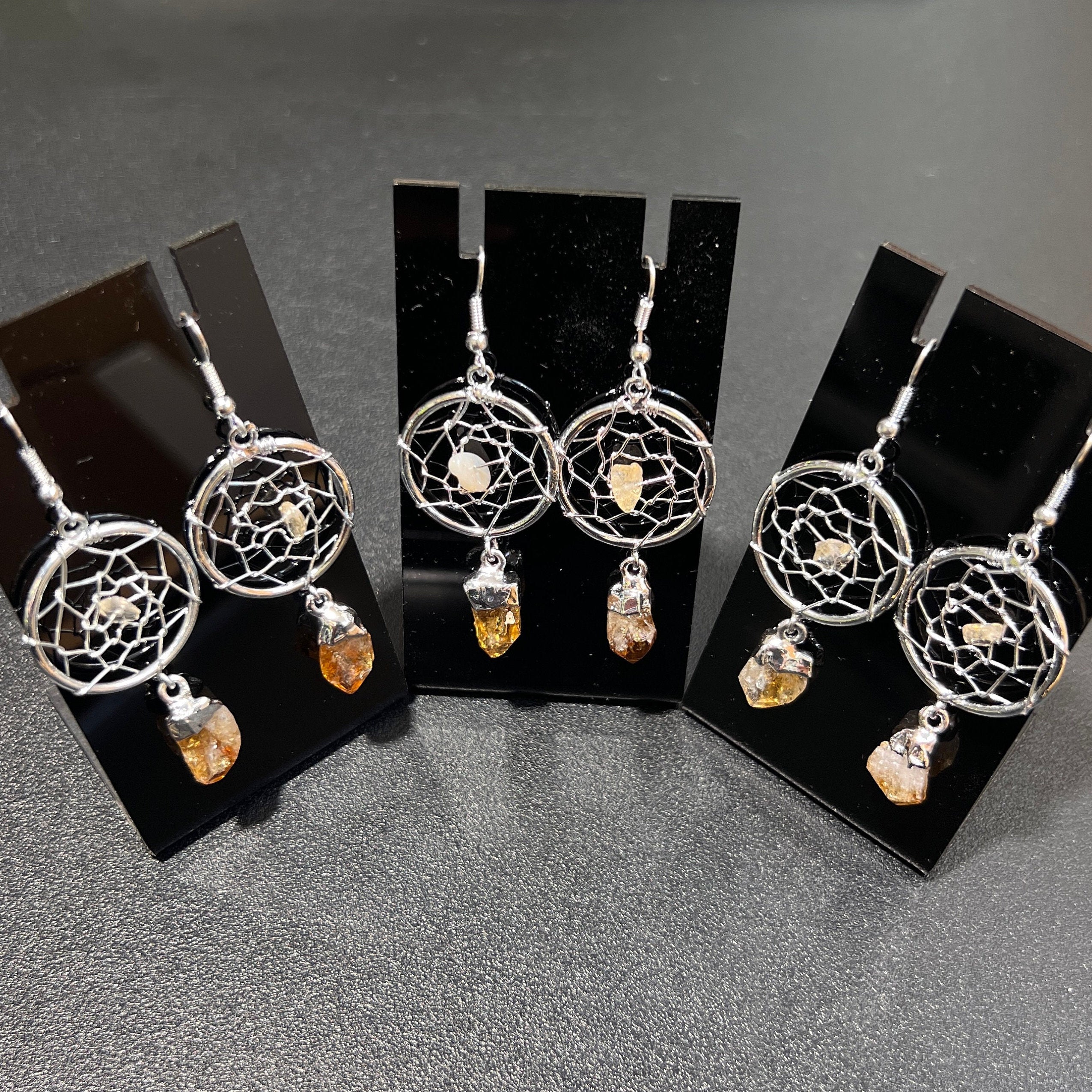 Citrine Crystal DreamCatcher Earrings Pair