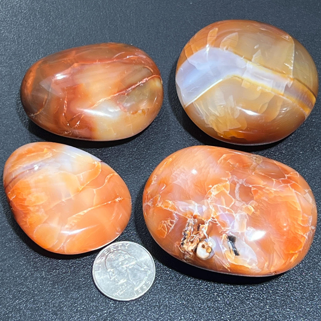 Red Carnelian Agate Crystal Palm Stone