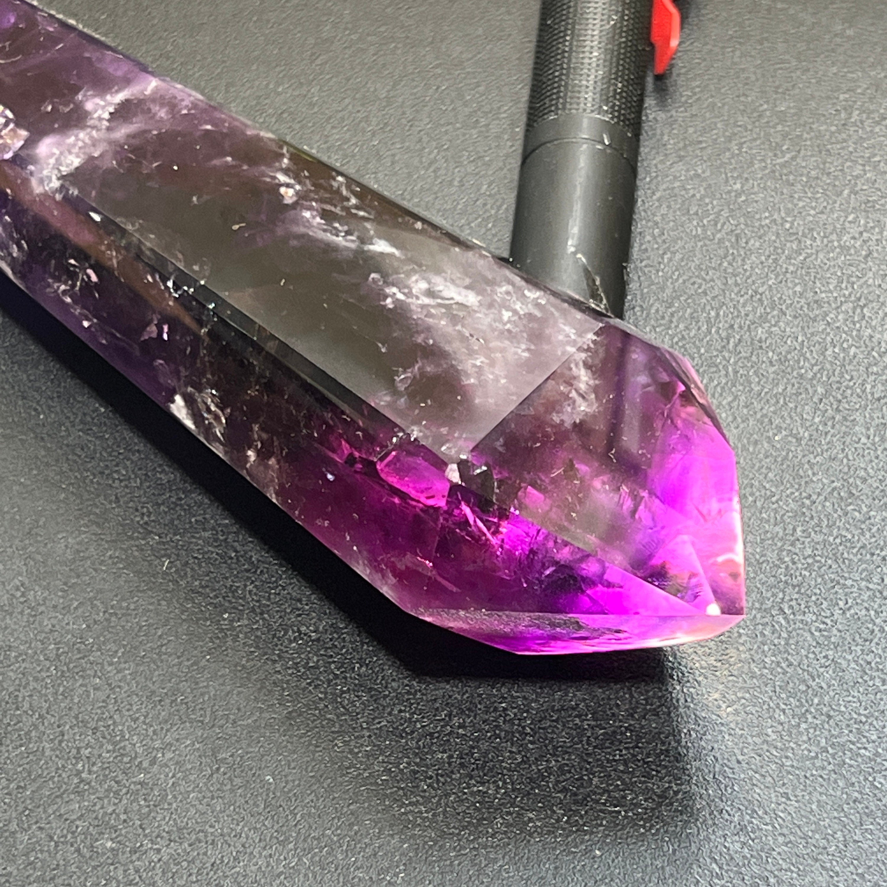 Large Extra Quality Dark Amethyst Crystal Point Standing Tower