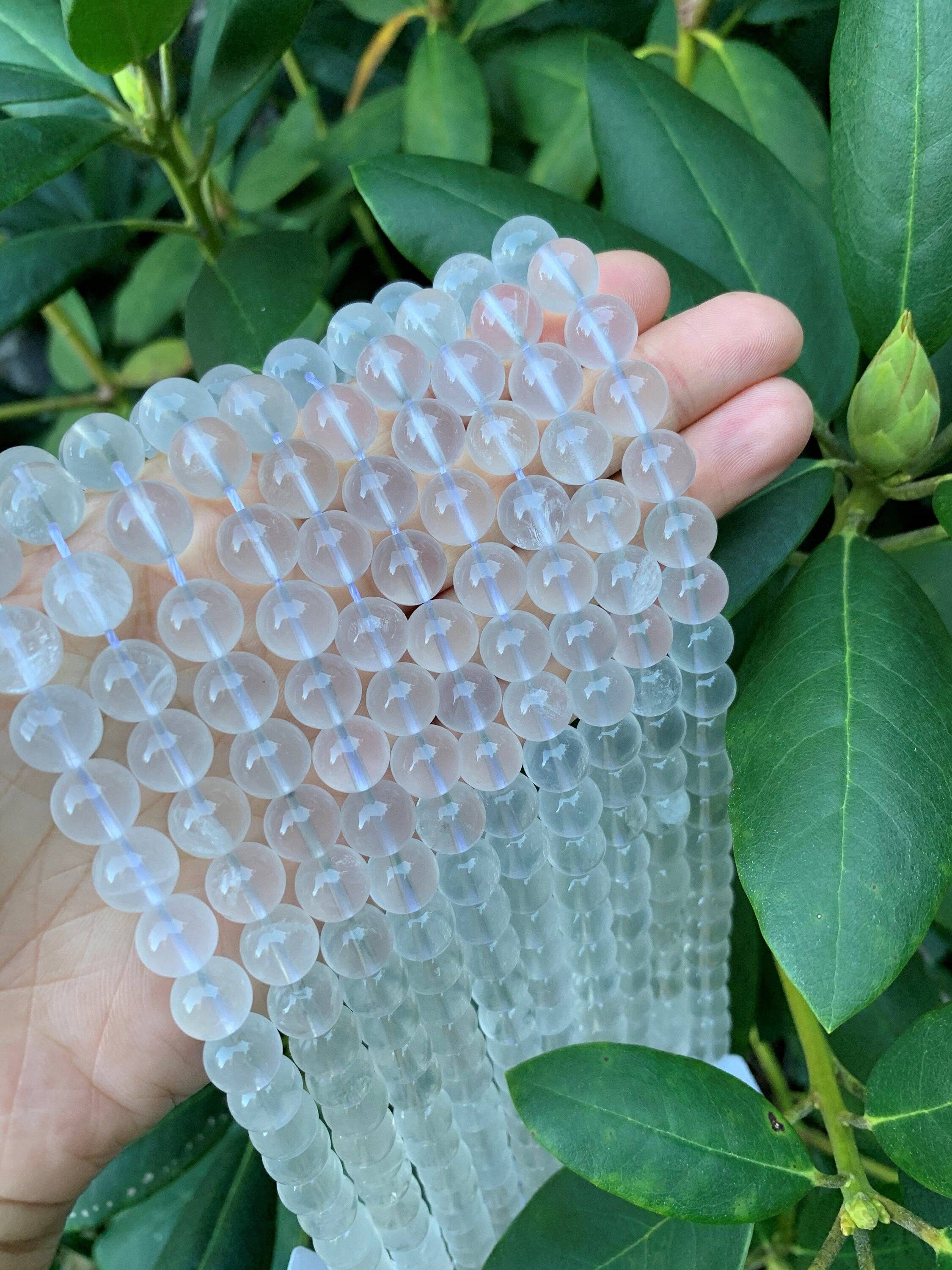 High Quality Natural Milky Quartz Beads, 8mm/10mm/12mm Round Smooth Milky Quartz, Natural Clear Gemstone Beads 15.5" Full Strand, Sku#R305