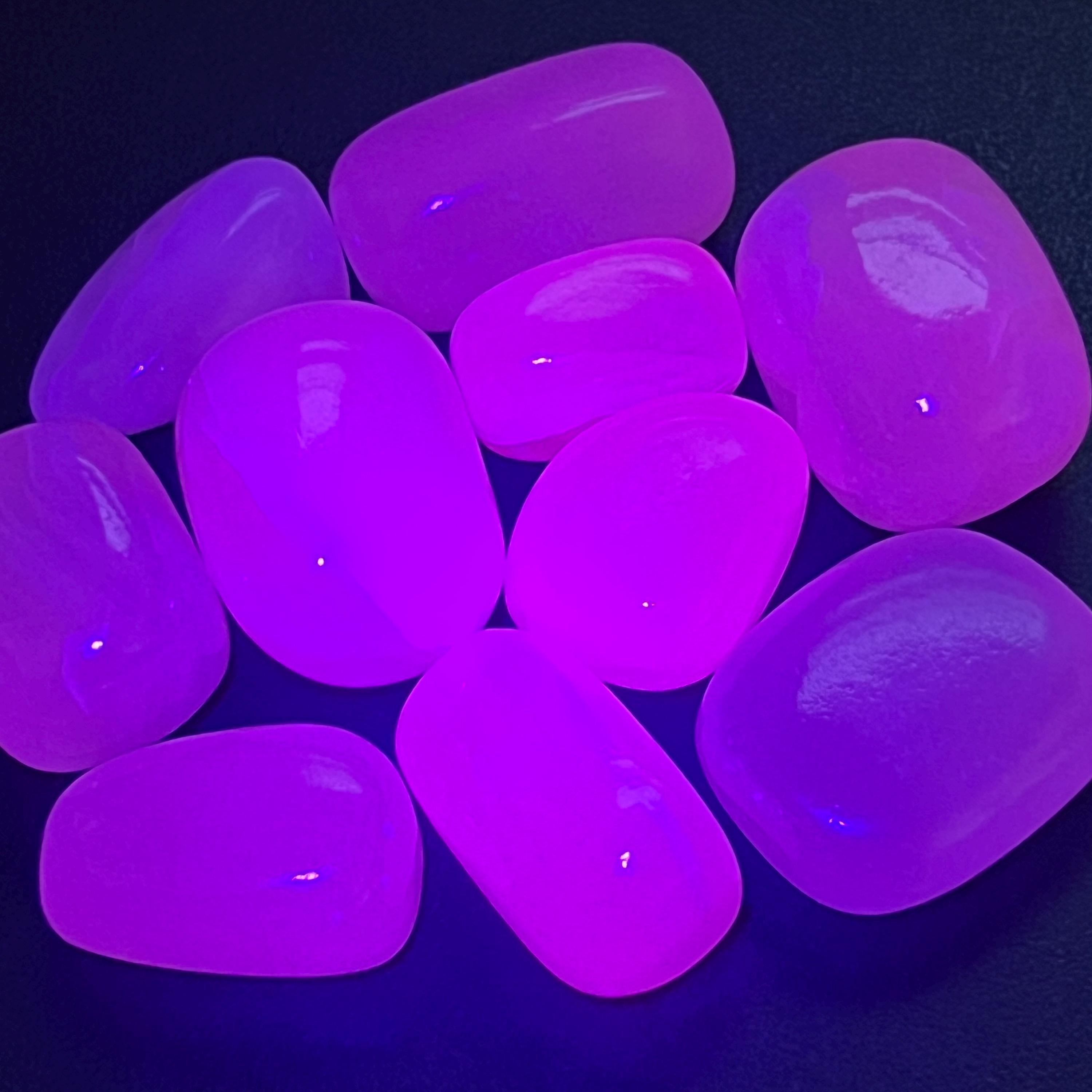 Pink Mangano Calcite Tumbled Stones (UV Reactive, Extra Quality)