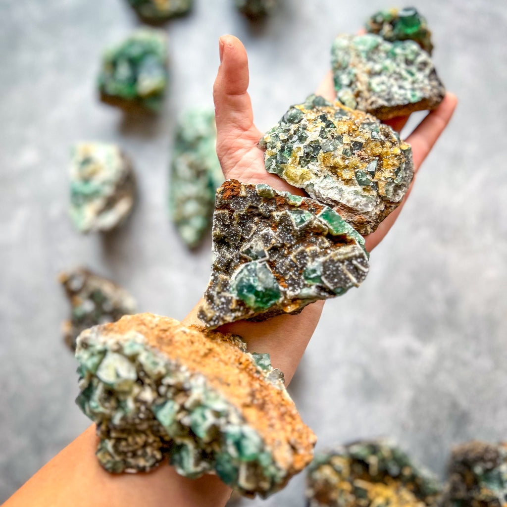 Druzy Dreams Pocket Fluorite Clusters (Color Change) Diana Maria Mine, Fluorescent Fluorite