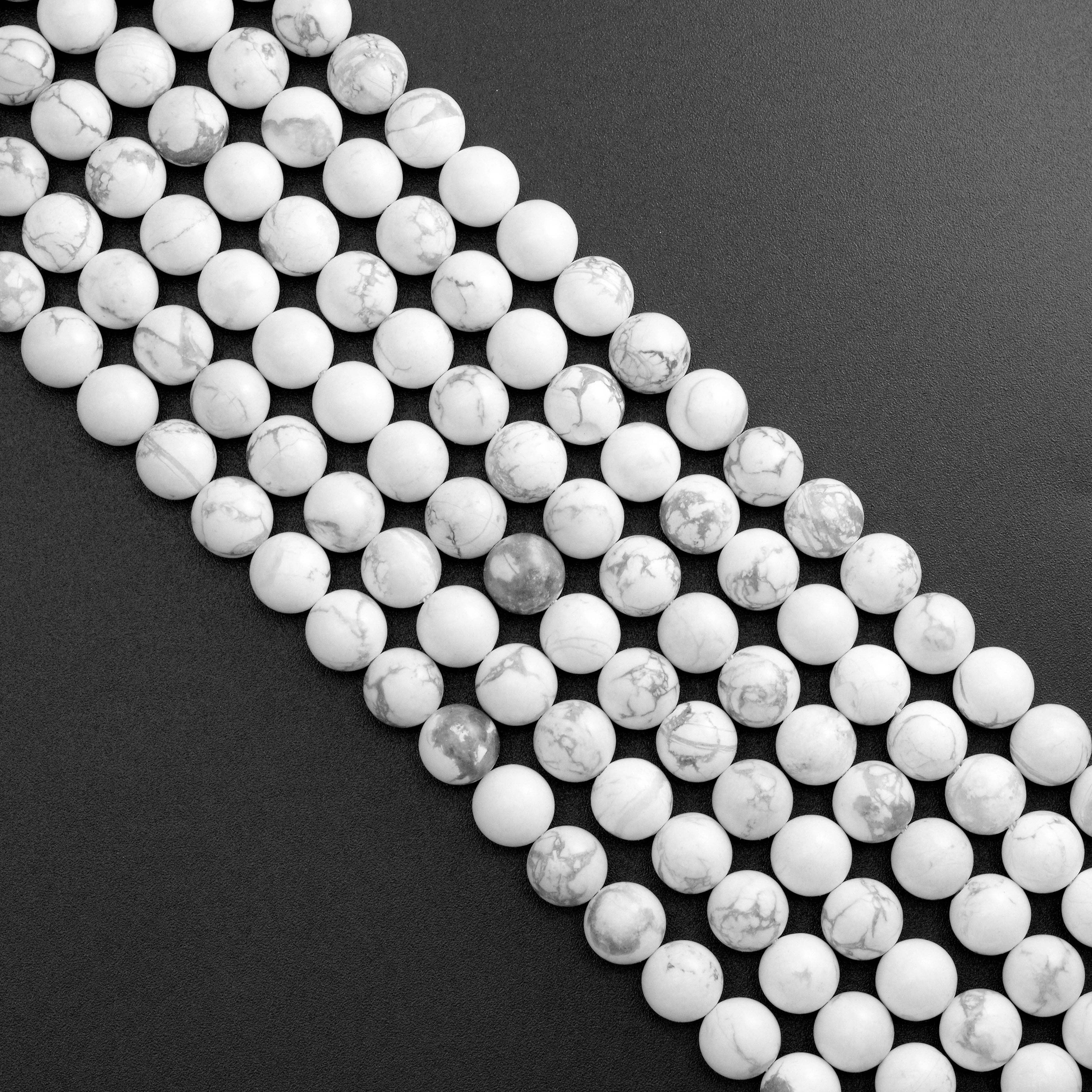 Natural White Howlite Beads, 8mm./10mm, sku#U2159