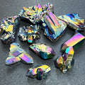 Titanium Aura Quartz Crystal Clusters And Rough Raw Points