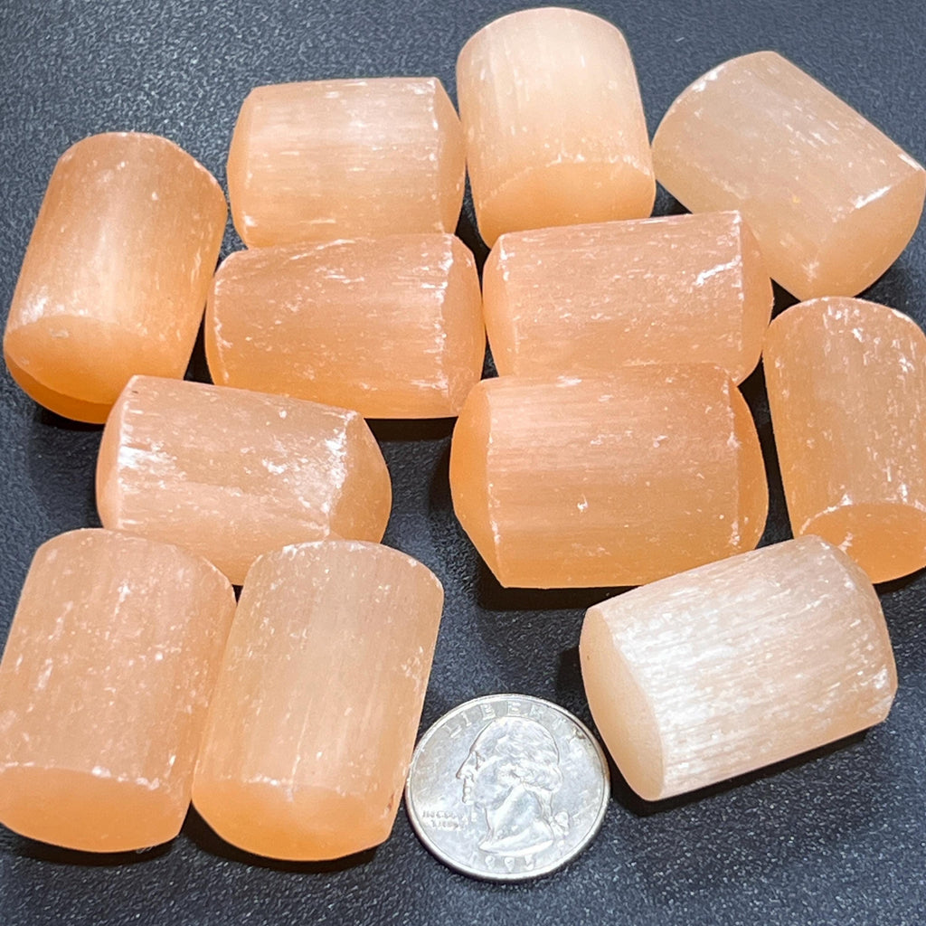 Orange Red Selenite Crystal Tumbled Stones