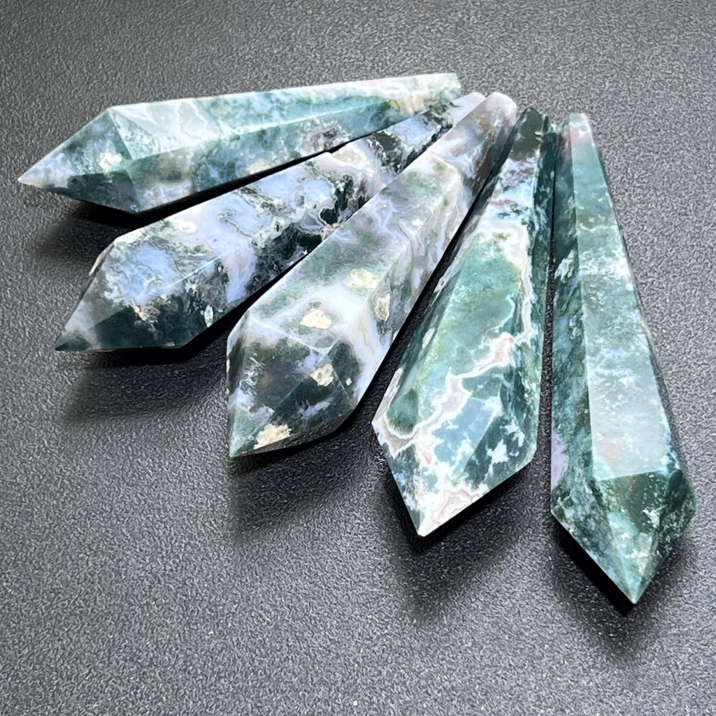 Moss Agate Crystal Point Scepter Wand Large (4.5 Inch Avg)