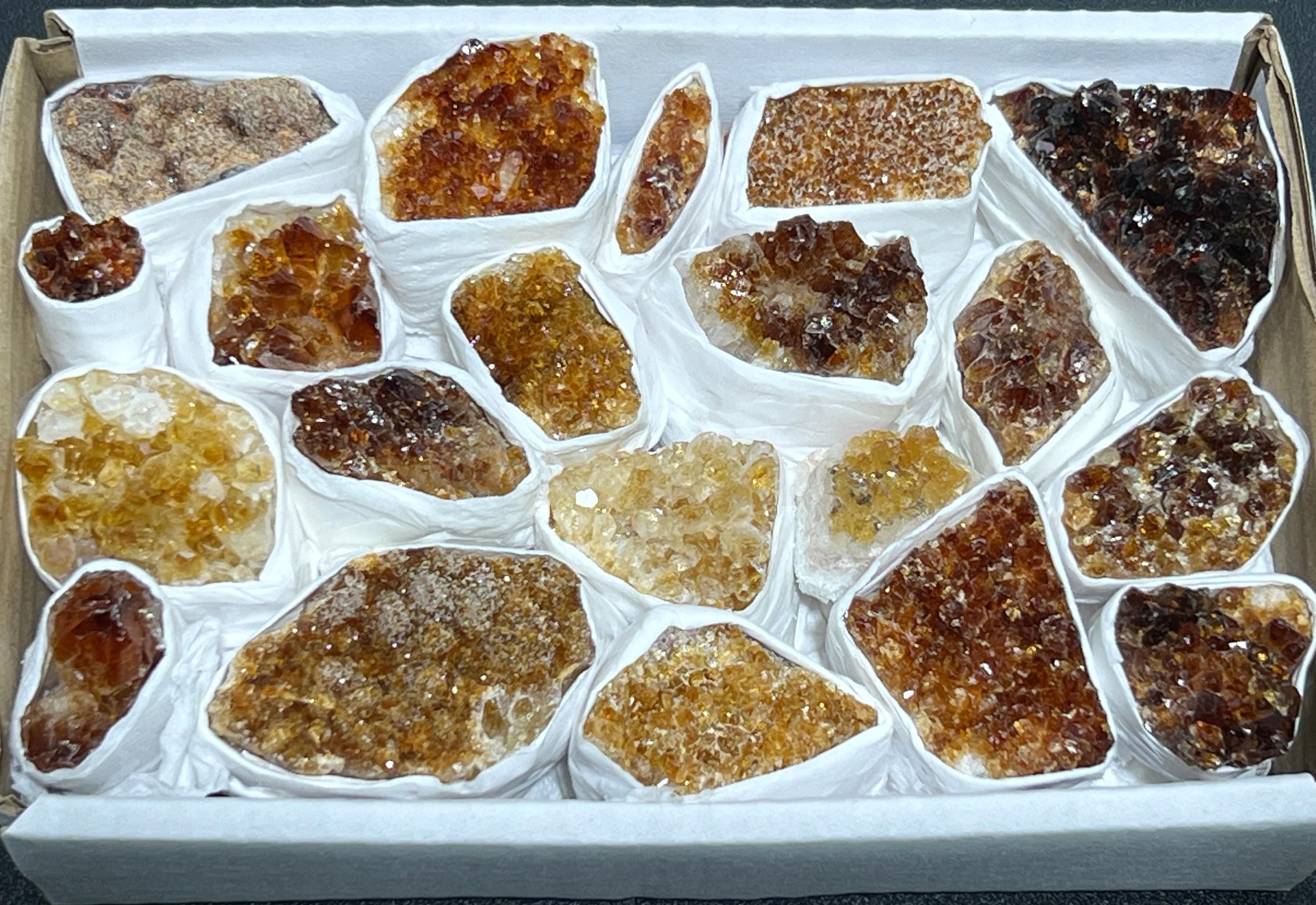 Citrine Druzy Crystal Cluster Box Flat
