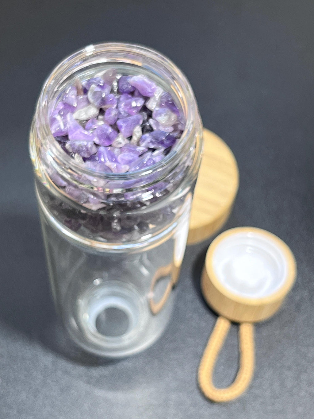Crystal Gemstone Glass Water Bottle Infuser (Interchangeable Base)