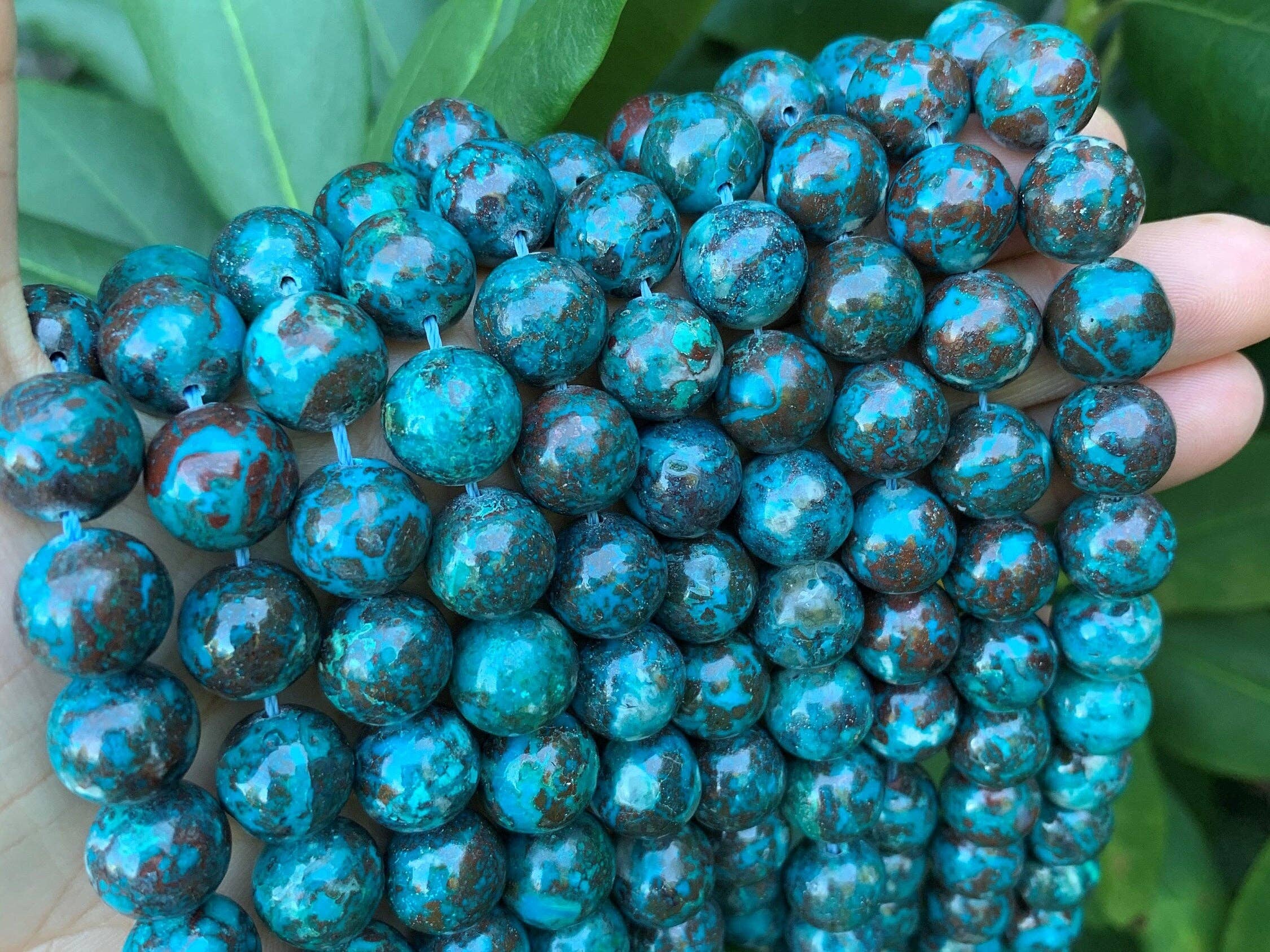 Top Quality Natural Chryscolla Beads, 10mm/12mm round smooth natural Chryscolla Beads, 15.5" Full Strand, sku#R309