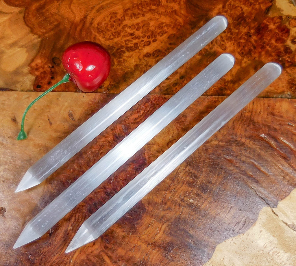 Selenite Crystal Wand Point Thin Pencil Shaped