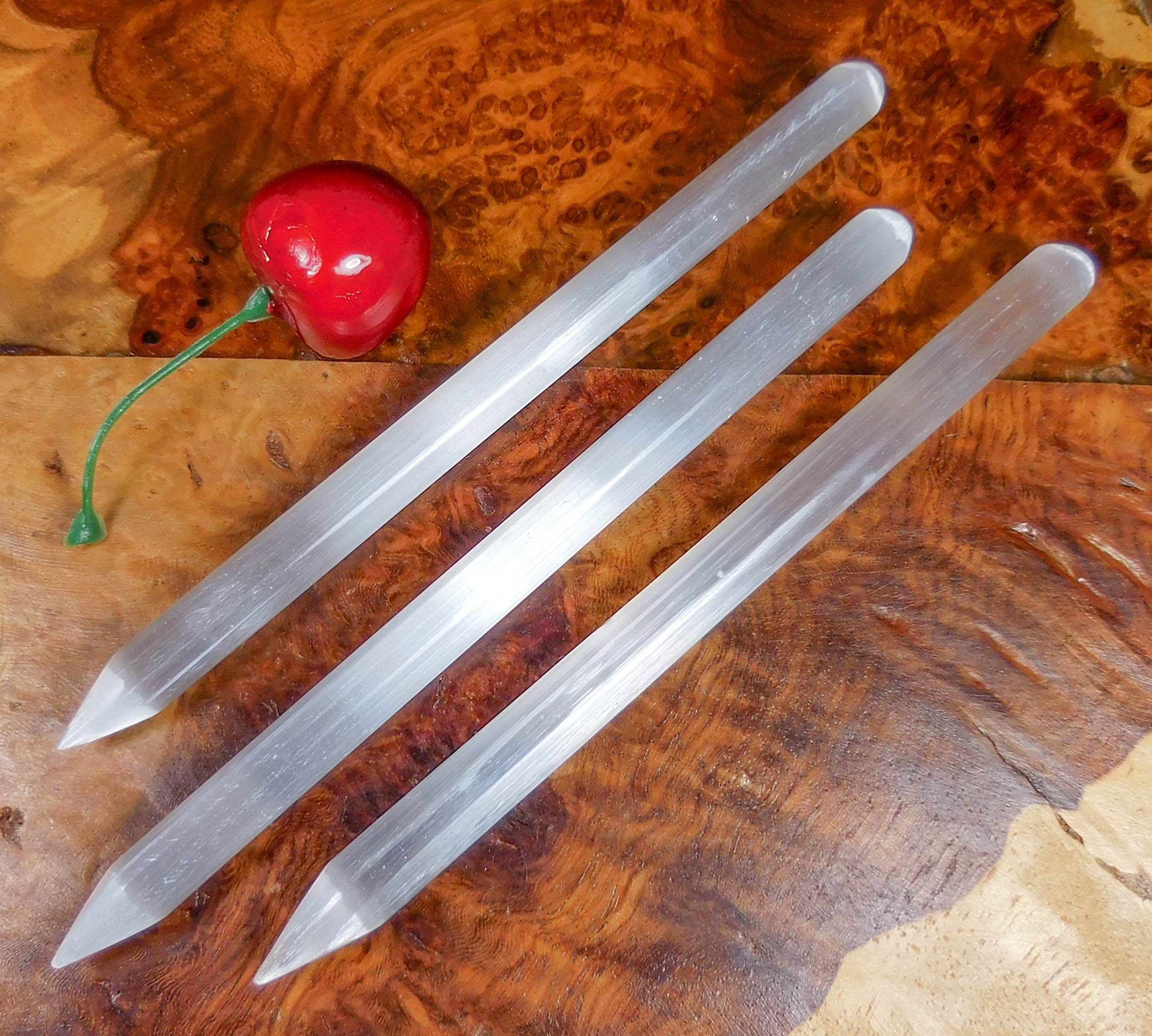 Selenite Crystal Wand Point Thin Pencil Shaped