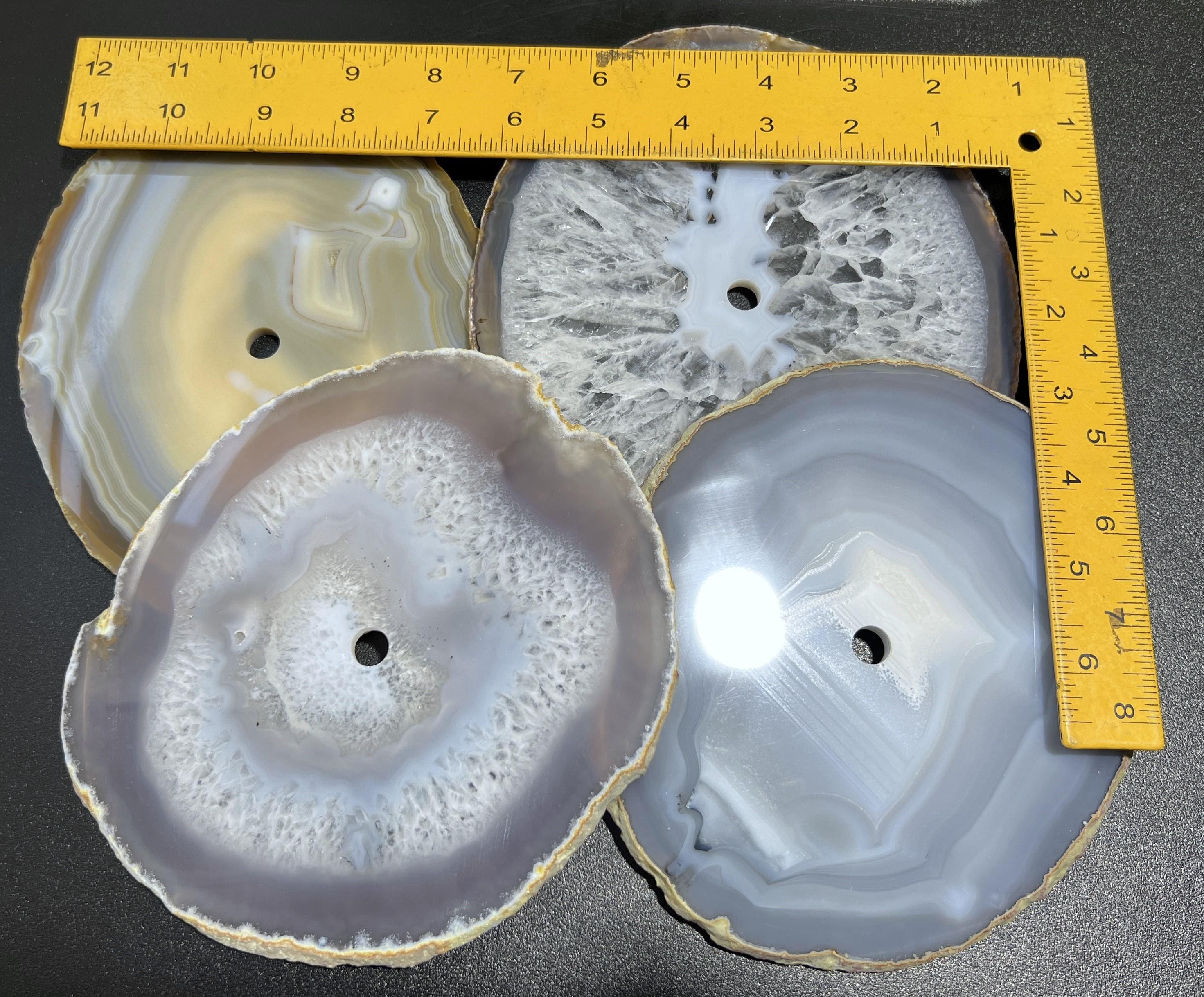 Natural Color Large Agate Slice Clock Faces (6-7 Inches, 1 CM Drilled Hole)