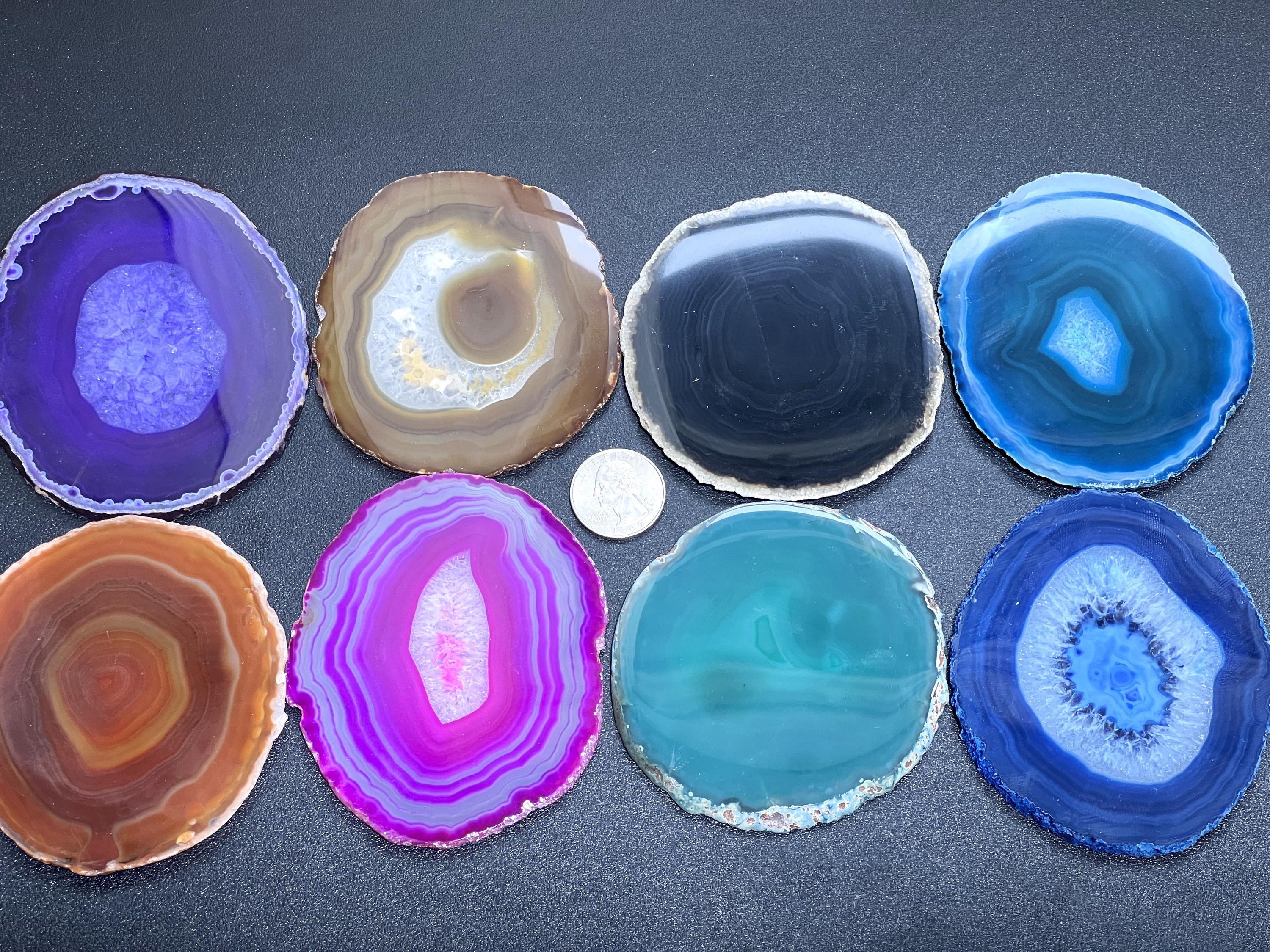 Round Circular Agate Slices (1 Pound, 3.5-3.8 Inches)