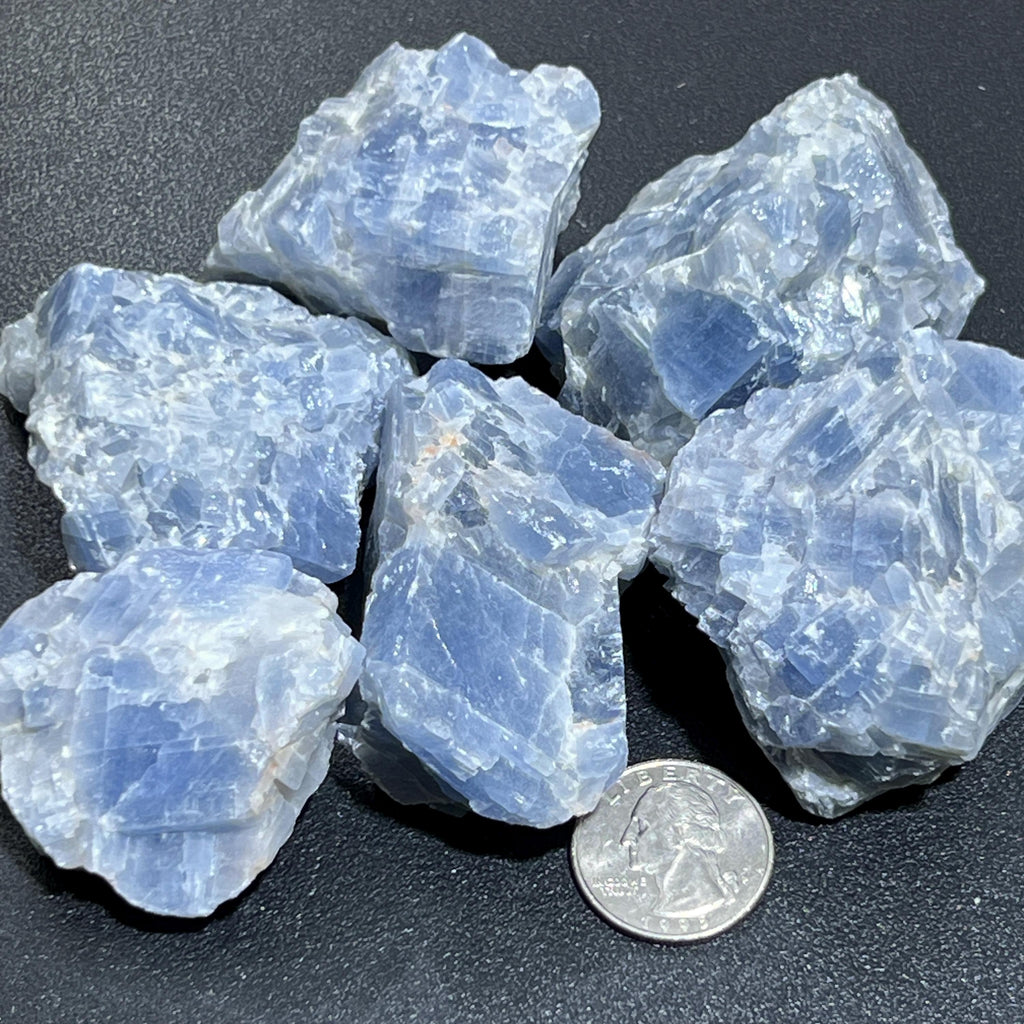 Blue Calcite Crystal Rough Raw Stones