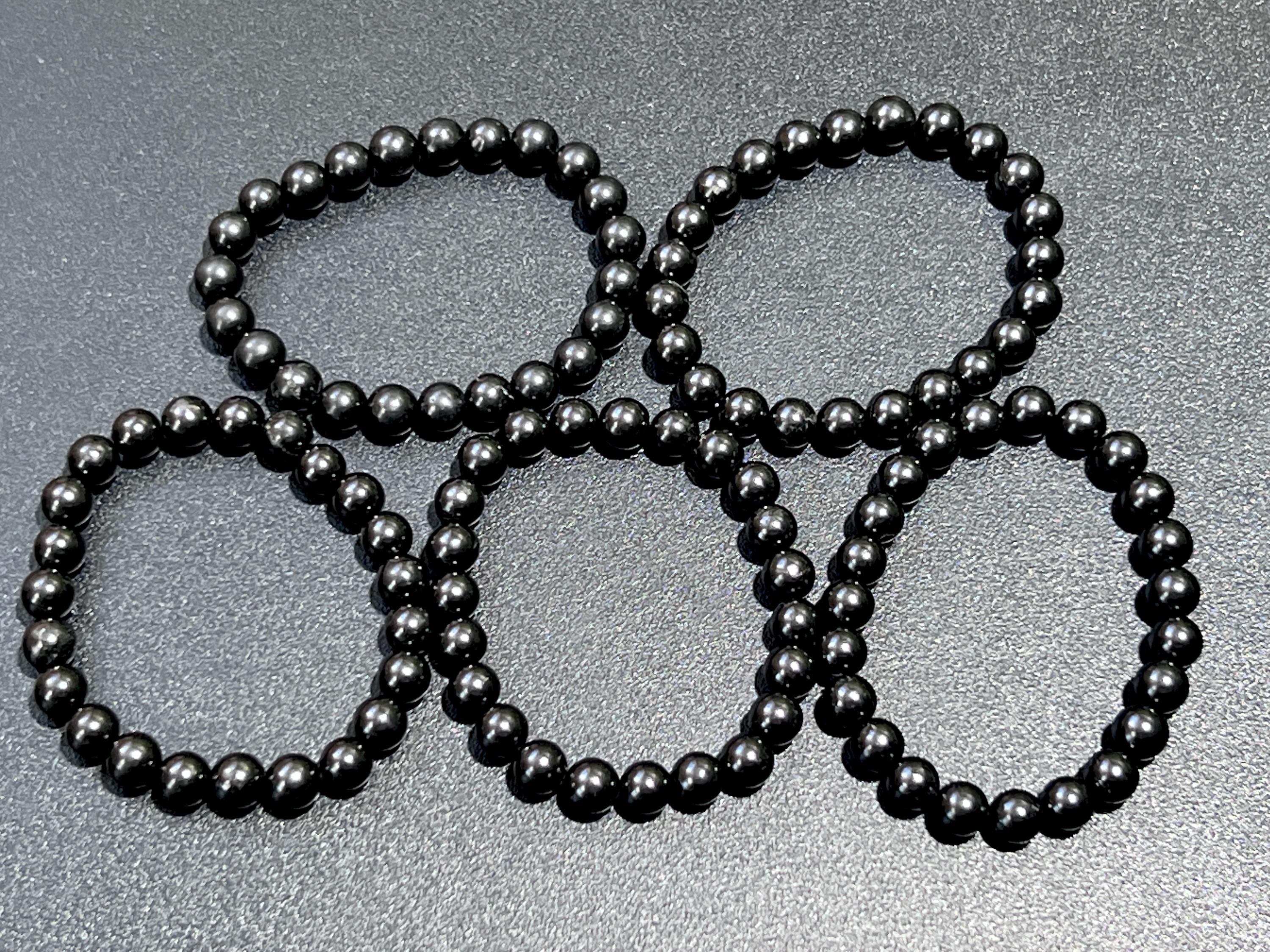 Black Shungite Bead Stretch Bracelet (8mm Beads)