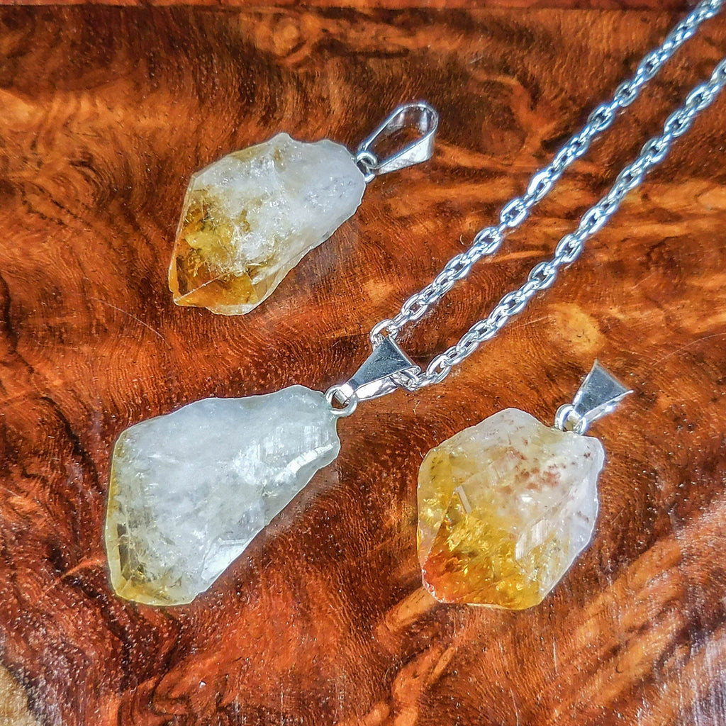Raw Citrine Crystal Point Pendant