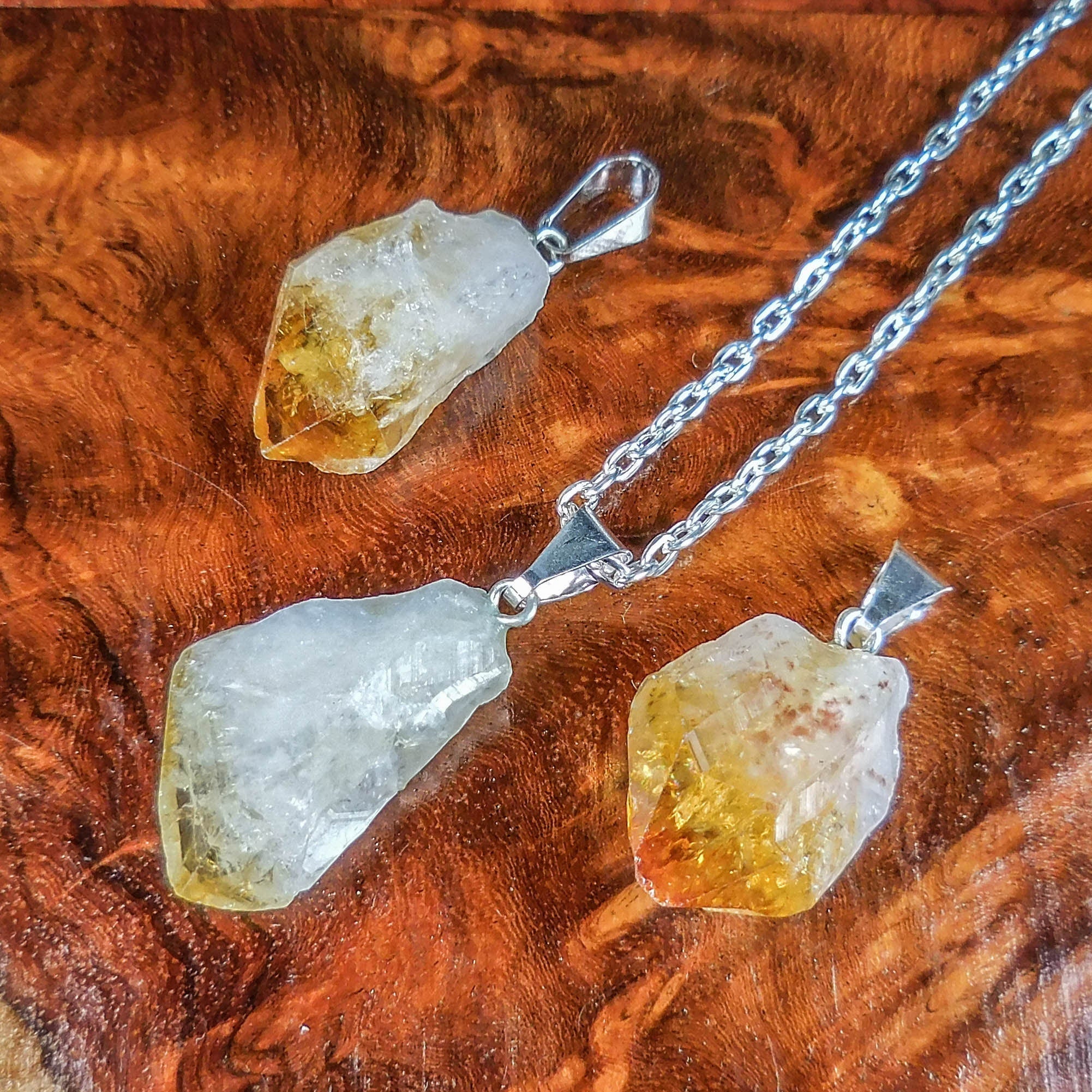 Raw Citrine Crystal Point Pendant