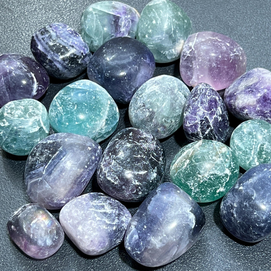 Rainbow Fluorite Crystal Tumbled Stones