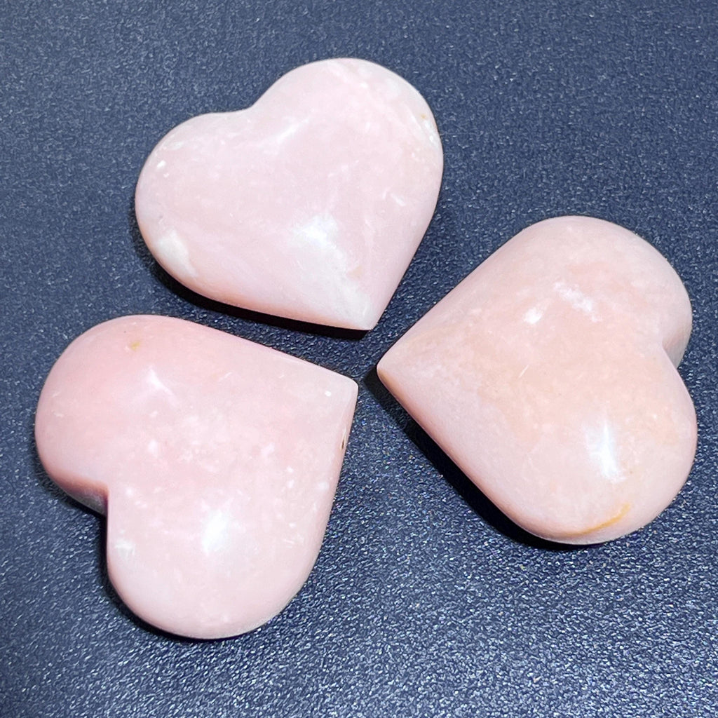 Pink Opal Puffy Heart Polished Crystal Carving