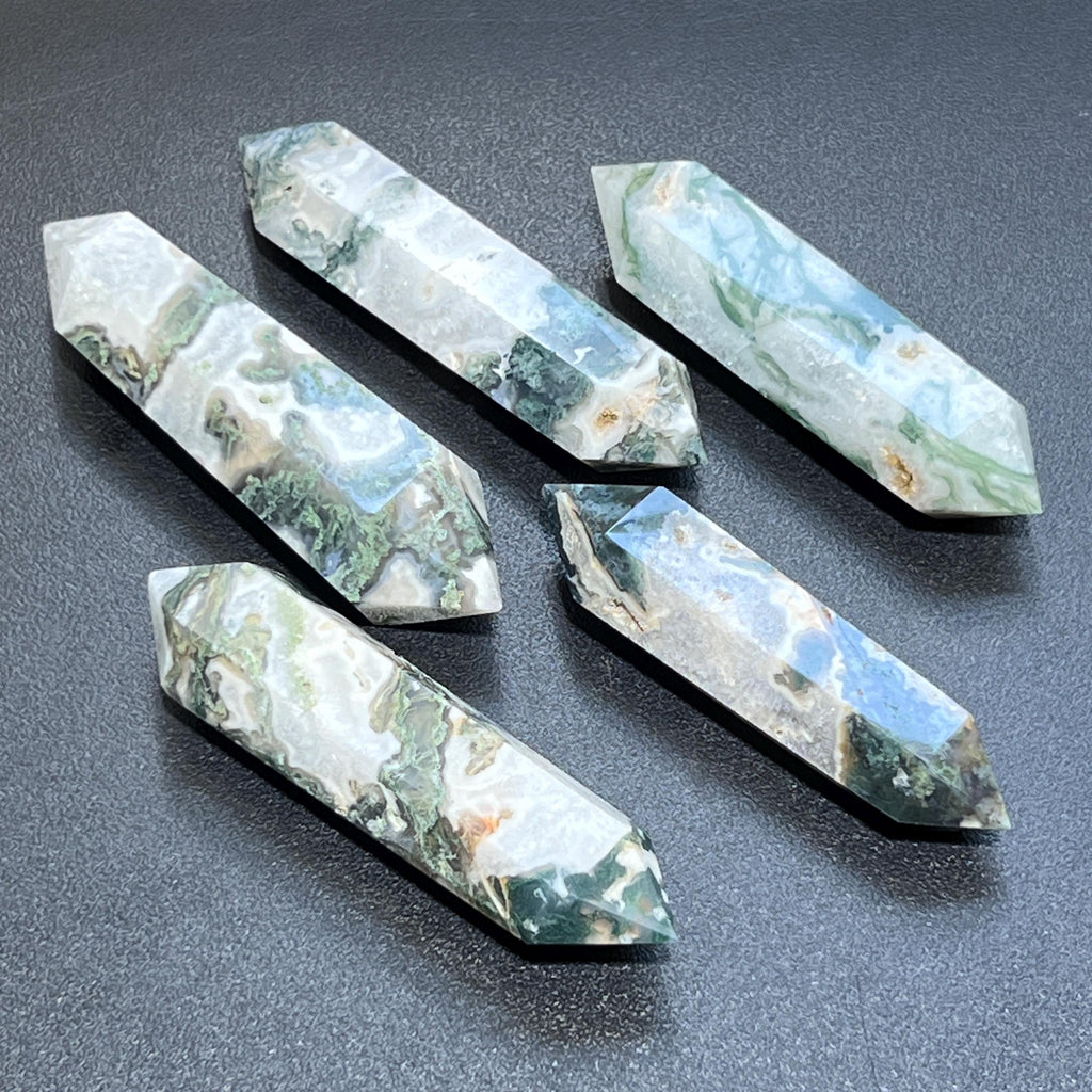 Moss Agate Crystal Double Terminated Point