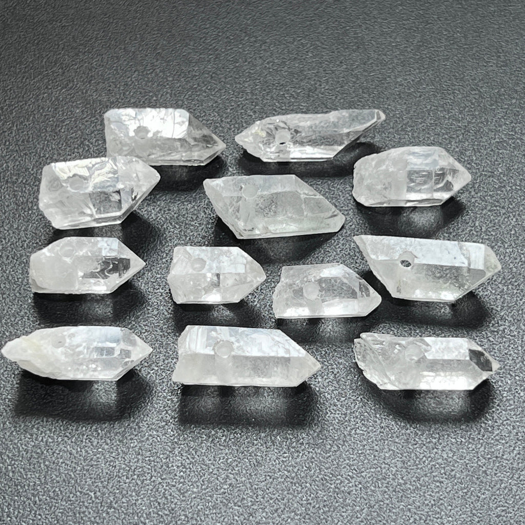Drilled Clear Quartz Crystal Point Pendants (2mm Hole)