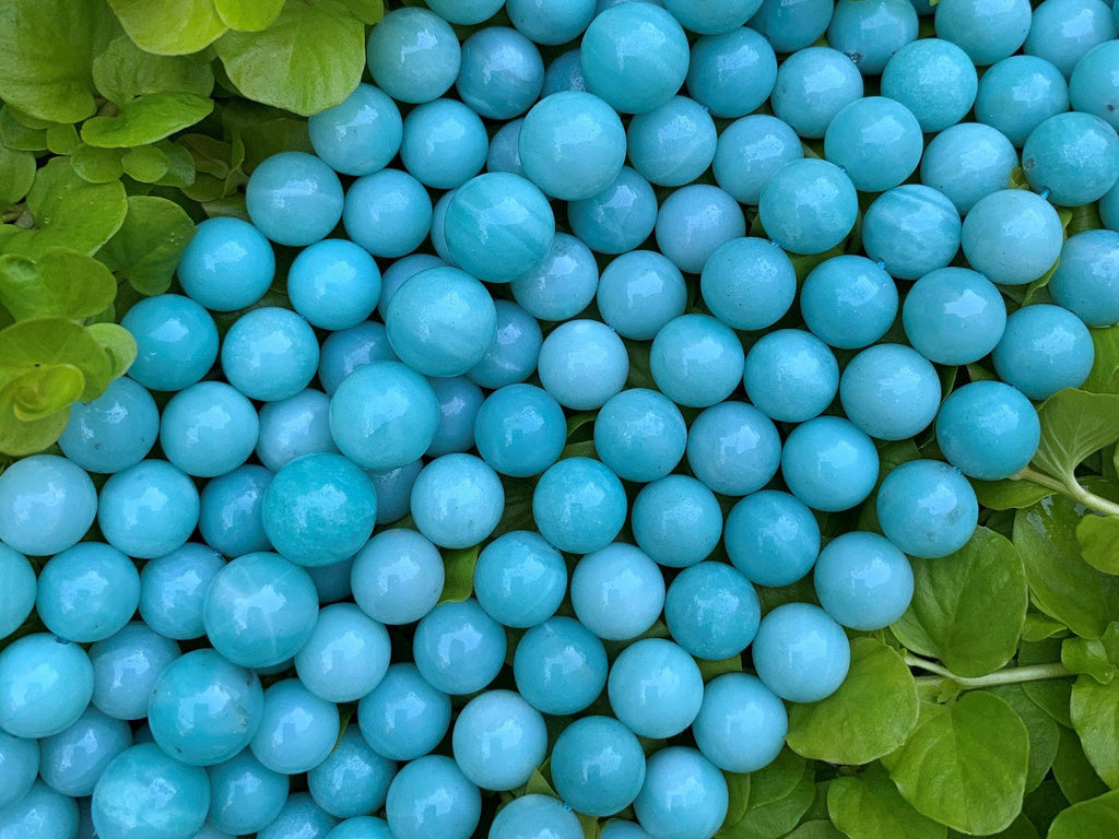 High Quality Natural Amazonite Beads, 6mm/8mm/10mm/12mm Round Smooth Amazonite Beads, Blue Gemstone Beads, 15.5" Full Strand, sku#R308